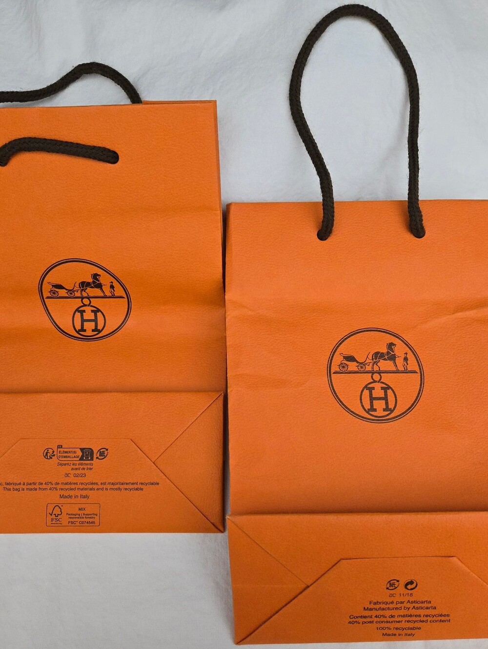 Small Hermes Shopping Bags (2) 6x9"